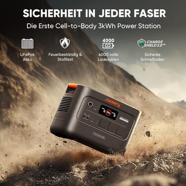 Портативна електростанція Jackery E3000 v2, акумулятор LiFePO4 ємністю 3072 Втгод/3600 Вт (макс. 7200 Вт), швидка зарядка 1,8 години, 2 порти USB-C PD 100 Вт, легкий та компактний сонячний генератор для кемпінгу, автофургонів та аварійного живлення