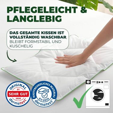 Дитяча подушка Welldora 40x60 см плоска дитяча подушка (16 років), антибактеріальна та антиалергенна, чохол зі 100 бавовни, сертифікована Oeko-TEX, можна прати та з любов&39ю розроблена 40x60 см