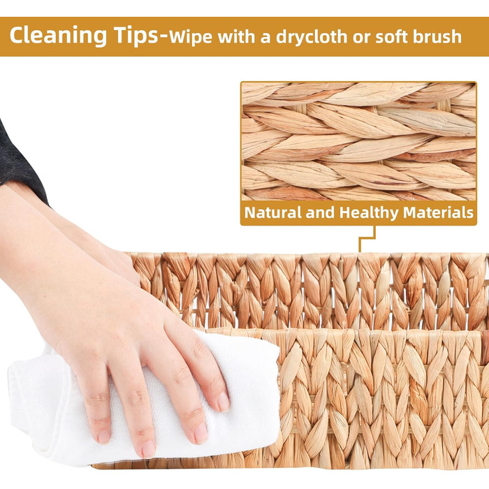 Кошики для зберігання, плетена коробка для зберігання з 2 предметів, плетений кошик для ванної кімнати, штабелювані кошики на полиці, кошик для зберігання для спальні, водяний гіацинт, 2 предмети, натуральний (водяний гіацинт)