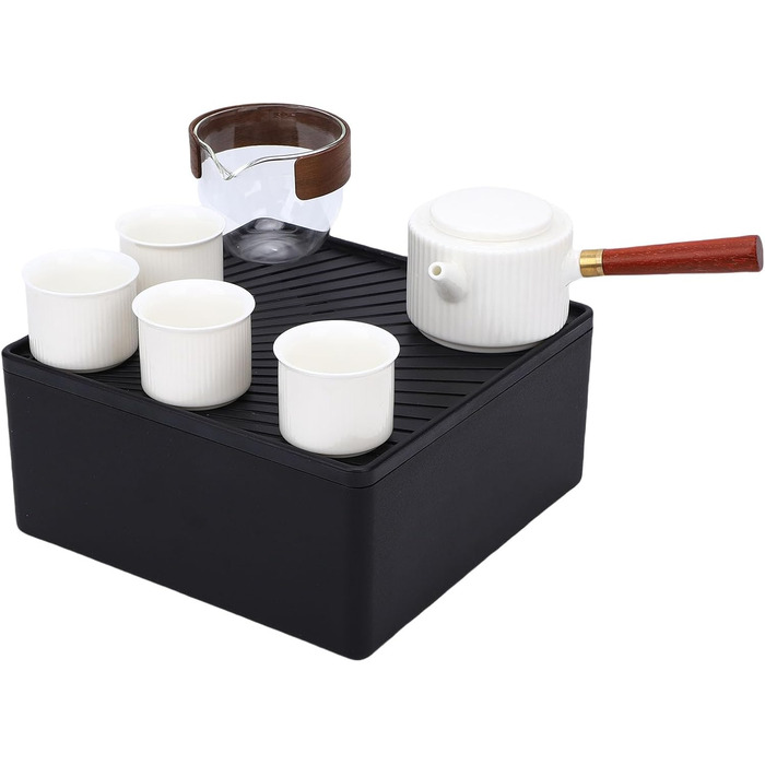 Керамічний чайник для подорожей Авто-Чай з елегантними чашками, ідеальний для пікніків та офісу