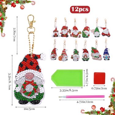 Набір для алмазної вишивки LYLIDIA, 12 шт., різдвяні підвіски