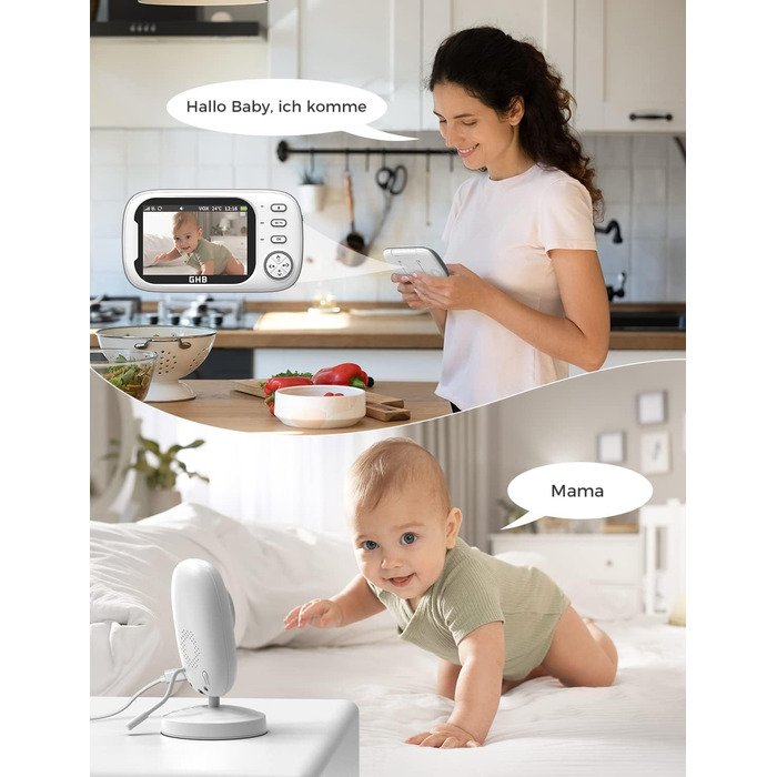 З камерою 3,5-дюймовий відеоняня з режимом VOX Функція нічного бачення внутрішнього зв&39язку Колискові