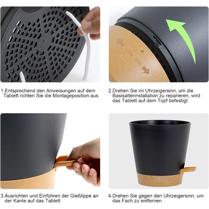 Упаковок квітковий горщик самополивний, 20.3/17.8/16.5/15.2/14/12.7см горщик для рослин з системою зрошення, сівалка з блюдцем, на