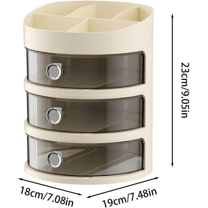 Органайзер для макіяжу Shenrongtong для туалетного столика, органайзер для макіяжу та зберігання, настільний органайзер для дрібних предметів, ящик для зберігання косметики, вітрина, багатофункціональний, світло-жовтий третій поверх