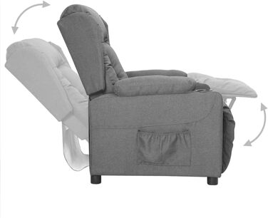 Крісло-реклайнер, регульоване крісло з 2 підставками для чашок, крісло для телевізора з функцією відкидання, м&39яке крісло-реклайнер, світло-сіра тканина