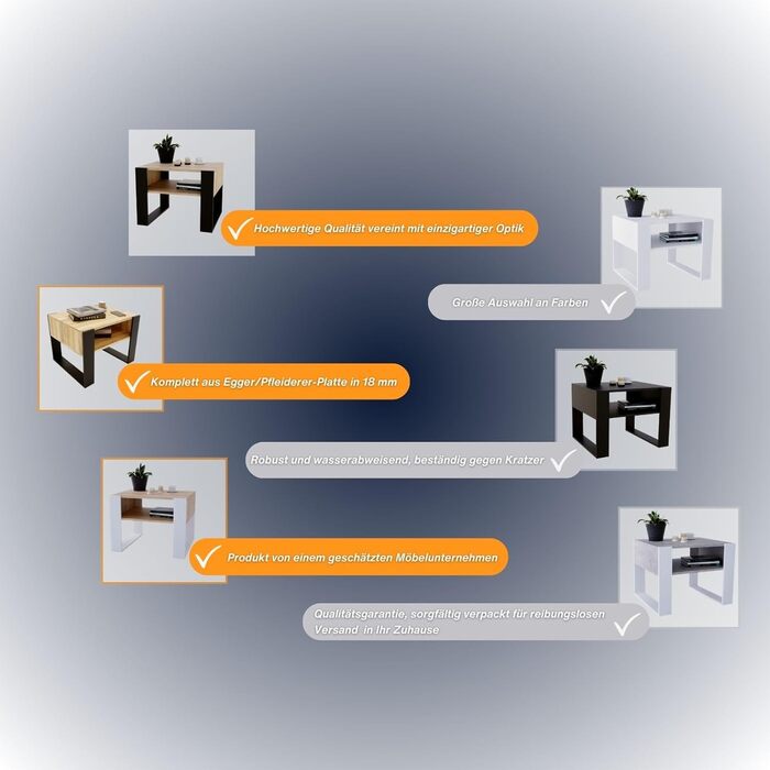 Журнальний столик для вітальні з високоякісної деревини, міцний та сучасний журнальний столик з додатковим місцем для зберігання, ретро-чорний колір, прямокутний, 53,6 Г x 65 Ш x 45 В см.