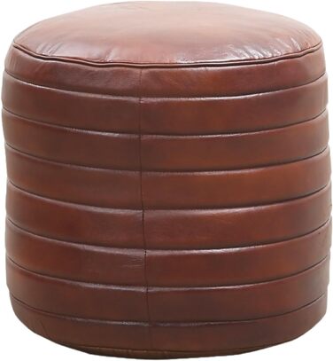Вінтажний табурет Marrakech з подушкою для сидіння, включаючи наповнювач, виготовлений з натуральної шкіри Пуф-табурет Janeiro кольору коньяку, круглий, 45 см Крісло-мішок для ніг як декор скандинавської спальні та вітальні