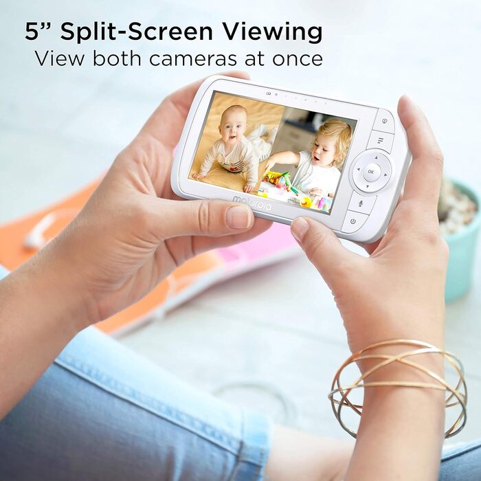 Монітор для дітей з 2 камерами 5,0-дюймовий відеомонітор для відеоняні HD-дисплей Дисплей з розділеним екраном Нічне бачення Двост