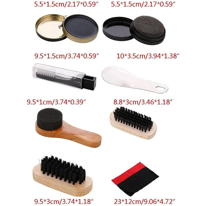 Щітки для домашнього взуття OUSIKA Brush, професійні інструменти для догляду за шкіряним взуттям 9 шт. , щітка з кінського волосся, чорний крем для взуття, губчаста щітка, чистка для взуття, інструмент для ванної кімнати Shoehorn, щітка для взуття