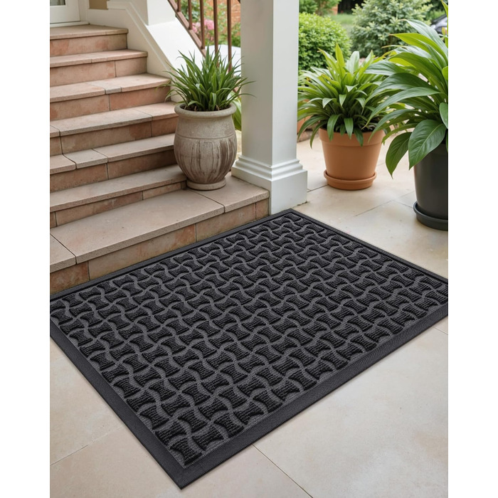 Килимок для вулиці кольору G, нековзний, водонепроникний, миється, брудозатримуючий килимок для внутрішнього та зовнішнього використання, килимок для передніх дверей, килимок для входу, коридору, зовнішньої зони (44x76 см, сірий) Сірий 44x76 см