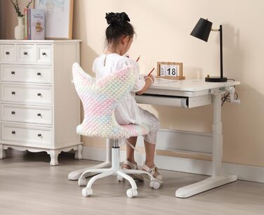 Дитяче крісло Chairus зі штучного хутра для дитячої кімнати, регульоване по висоті дитяче крісло без підлокітників, обертове крісло для дітей (кольорове)