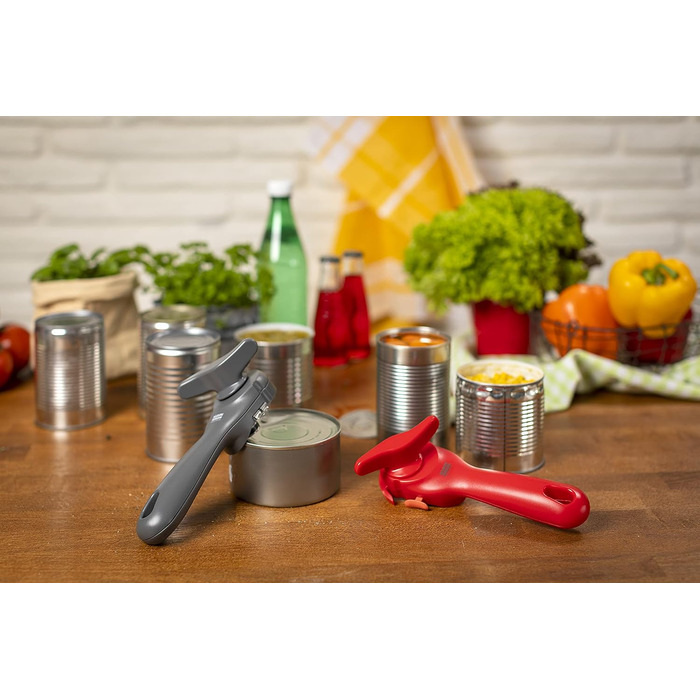 Автоматичний безпечний консервний нож KUHN RIKON сірий, безпечний консервний ніж, без гострих країв, автоматично захоплює край бан