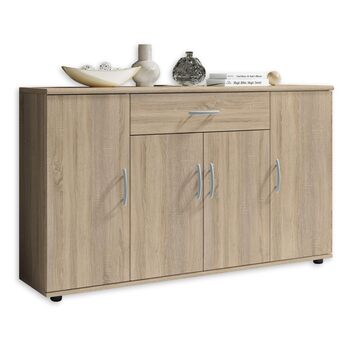 Комод Stella Trading LILLY з обробкою дуба Сонома - Сучасний буфет з великою кількістю місця для зберігання речей у вашій вітальні - 118 x 70 x 30 см (Ш/В/Г) 30Г x 118Ш x 70В см (1 шухляда) Дуб Сонома