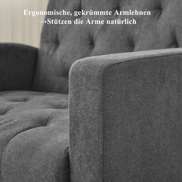 Крісло GRAVFORCE з м&39якою спинкою, зручне та сучасне м&39яке крісло для вітальні, спальні, офісу, крісло для відпочинку, крісло для клубу, вантажопідйомність 136 кг, темно-сіре