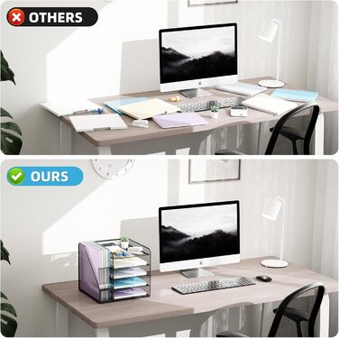 Органайзер для столу та офісних аксесуарів Marbrasse, 5-ярусний лоток для листів, сітчастий офісний органайзер для настільних аксесуарів та зберігання (чорний)