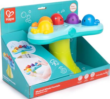 Музичні кити для ванни Hape - з 5 мелодіями та фонтанчиками, іграшка для ванни з музикою та ефектом фонтану, 2 режими & присоски, від 18 місяців
