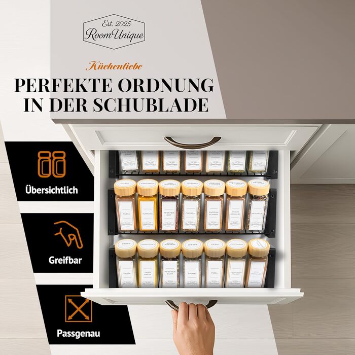 Підставка для спецій з баночками для спецій 21 банка (по 120 мл кожна) з бамбуковими кришками Етикетки Вставки для шейкера Лійка щіточка Металева підставка 36,62511 см Модульна з можливістю запису Маркер у комплекті