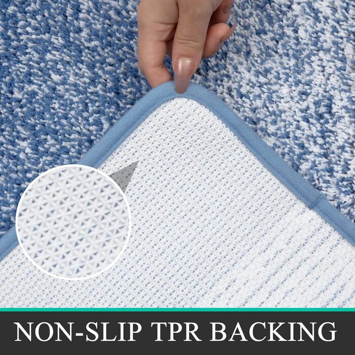 Комплект килимків для ванної з 3 предметів, м&39який килимок для душу з високим ворсом, килимок для ванної, килимок для туалету, можна прати в пральній машині, нековзний комплект килимків для туалету, килимок для ванної, килимок для ванної кімнати, синій,