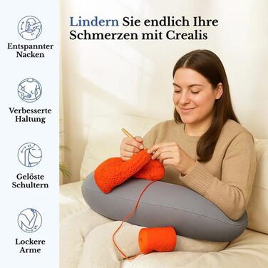 Ергономічна подушка ASIAD Crealis ваш союзник комфорту для творчих моментів, в&39язана гачком подушка-підтримка, ергономічна ігрова подушка для рук, легка, портативна, знімає напругу, сіра