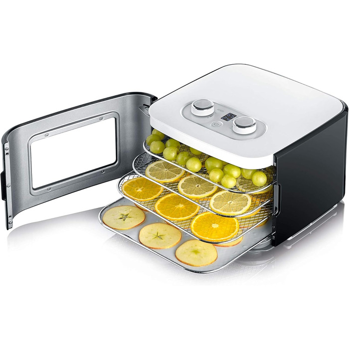 З 4 лотками з нержавіючої сталі, 400 Вт, 24-годинний таймер, регулятор температури 35-80C, дуже компактний, чорний, 2042EU