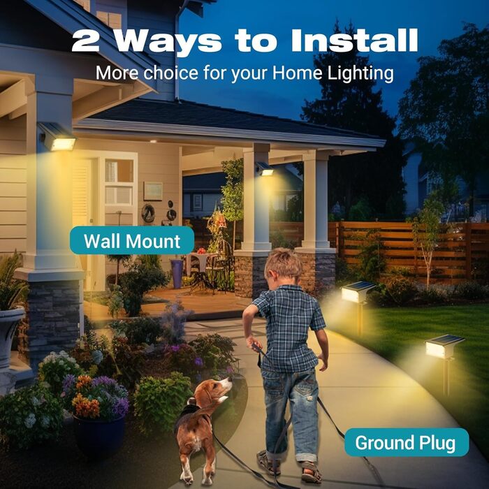 Світлодіодних сонячних прожекторів для саду, 3000K теплий білий сонячний прожектор, водонепроникний IP65, 3 режими, 800LM сонячне освітлення, сонячні лампи від сутінків до світанку для двору, дерев, доріжок, вуличних рослин, теплий білий, 4 шт., 4 шт./77