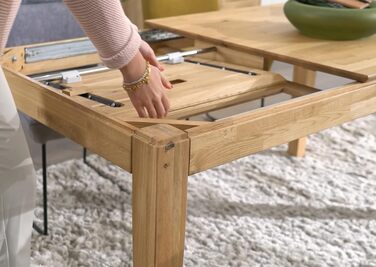 Обідній стіл Woodroom Paarl 140x90, розкладний до 200 см, масив дуба, оброблений олією Розкладний стіл з подовжувачем метелик Дерев&39яний обідній стіл на 6-8 осіб Міцний та сучасний дуб 140-200x90 см