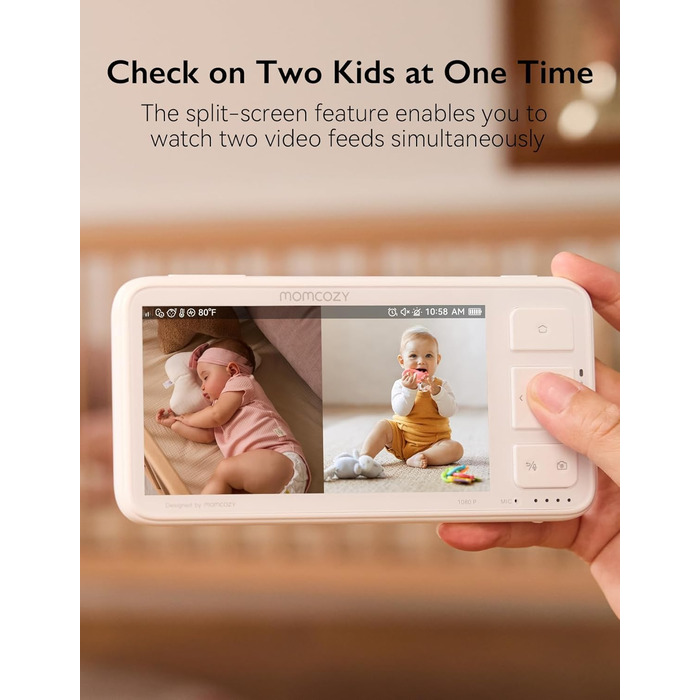 Радіоняня з 2 камерами 5.5&39 1080P Full HD Split Screen з камерою та аудіо Без Wi-Fi, батарея 5800 мАг, ECO, VOX, інфрачервоне ні