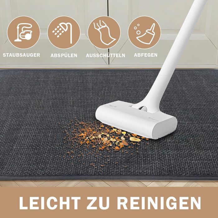 Килимок для внутрішніх дверей 60 x 90 см, килимок, що миється, вбираючий килимок, нековзний килимок, тонкий вхідний килимок для використання всередині приміщень, для вхідних дверей, темно-сірий 60 x 90 см (прямокутний)