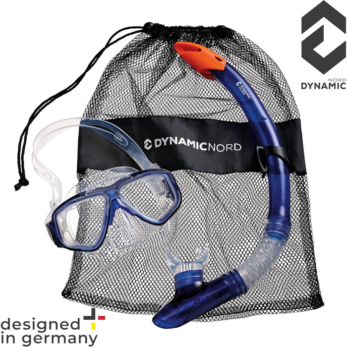 Набір для підводного плавання La Gomera Pro для дорослих - Розроблено в Німеччині Професійний 2-елементний набір для дайвінгу (маска для підводного плавання з двома лінзами, окуляри для підводного плавання, суха трубка та сумка) із захисними лінзами синьо