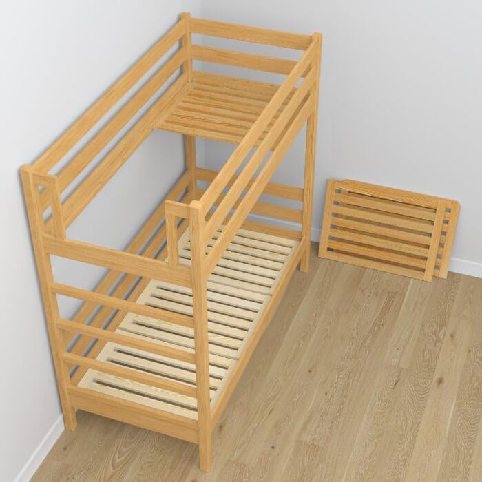 Двох'ярусне ліжко з висувною шухлядою 120x200 см, дитяче ліжко для 2 дітей, 2 сторони збірки драбини ліва або права, закруглені кр