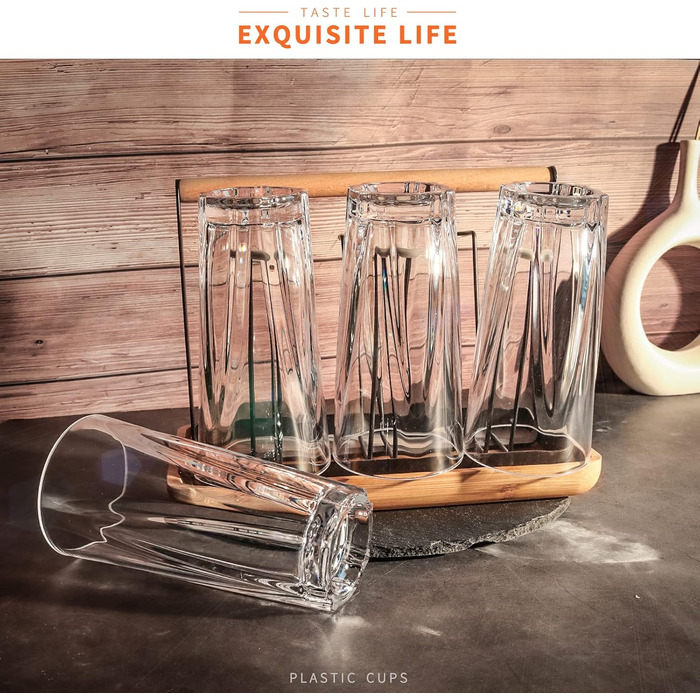 Пластикові стакани Asashizen PC 385 мл набір з 4 шт. , акрилові стакани для пиття, стакани для миття в посудомийній машині, для ді