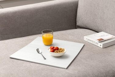 Бамбуковий піднос для дивана для підлокітників - Протиковзкий, гнучкий диванний столик для всіх підлокітників - Міцний журнальний столик з елегантним дизайном, натуральний колір, підходить для будь-якого інтер&39єру (білий)