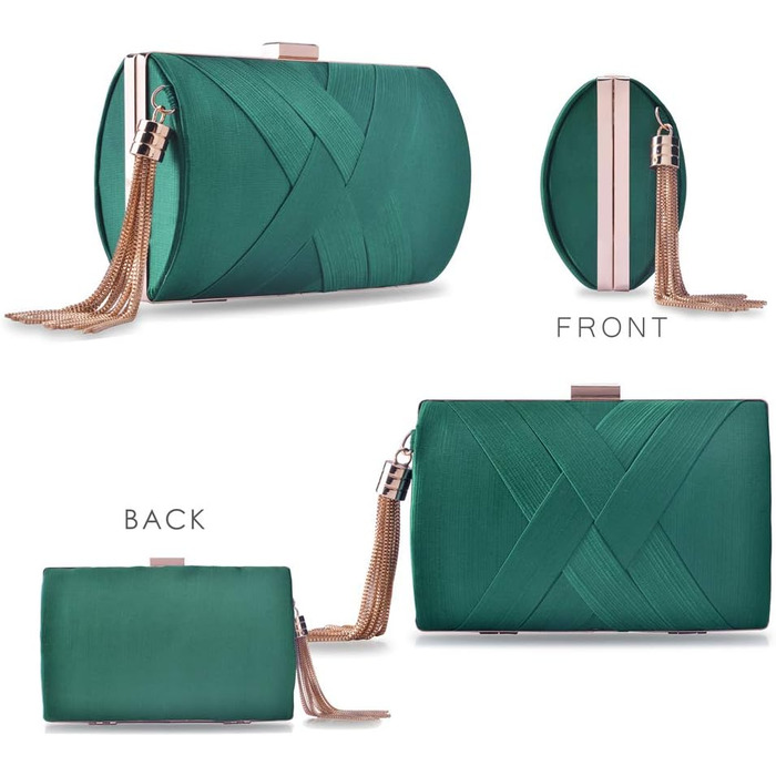 Вечірнє клатч-гаманець, дизайнерська сумочка для вечірок, темно-зелений елегантний клатч з пензликом