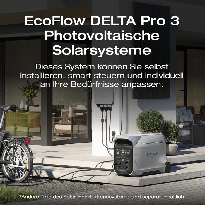 Портативна електростанція EF ECOFLOW DELTA Pro 3, акумулятор LFP 4096 Втгод, можливість розширення до 12 кВтгод, вихідна потужність змінного струму 4000 Вт, сонячний генератор для домашнього використання, кемпінгу, надзвичайних ситуацій, відключення елект