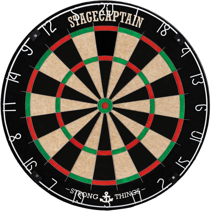 Мішень для дротиків Stagecaptain DBS-1715 Bullseye Pro з дротиками - Професійна сталева мішень для дротиків з сизалю - Мішень для дротиків з надтонкими дротами - Мішень для дротиків з 6 дротиками та 4 наборами дергань