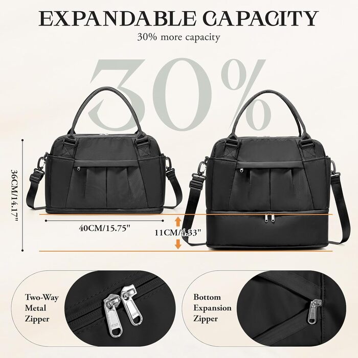 Мала дорожня сумка, 40x20x25 см, Ручна поклажа Ryanair для літаків, Спортивна сумка на вихідні, Жіноча водонепроникна дорожня сумка, Сумка для підгузків, Сумка для клініки, Сумка для пологів, Лікарняна сумка з відділенням для взуття, B-Black B01-black Rya