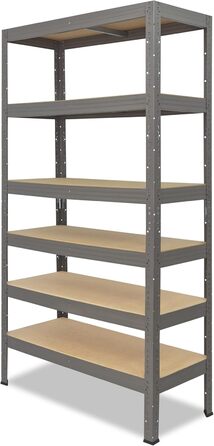 Професійний надміцний стелаж, сірий/металевий стелаж з 6 полицями, вантажопідйомність 166 кг кожна/металевий стелаж для підвалу, гаражний стелаж, стелаж для майстерні або стелаж для зберігання/навісний стелаж, металевий, В 230см / Ш 120см / Г 40см, 230x12