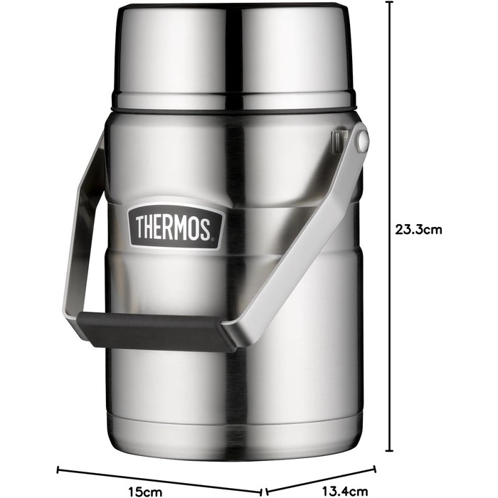 Термос STAINLESS KING для їжі сріблястий 1,2 л нержавіюча сталь, абсолютно герметичний, зберігає їжу гарячою до 12 годин та холодною до 24 годин, з 2 універсальними вкладишами, без BPA. Нержавіюча сталь, 1,2 л
