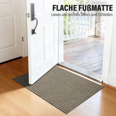 Килимок для вловлювання бруду FEOMOS для приміщень/зовнішнього використання 60x90 см, нековзний абсорбуючий килимок для дверей, який можна прати та міцний, для вхідних дверей, коридору, балкону, кухні - бежевий 60x90 см