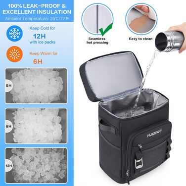 Великий водонепроникний ізольований рюкзак-холодильник, герметичний складний рюкзак-холодильник, чисто чорний