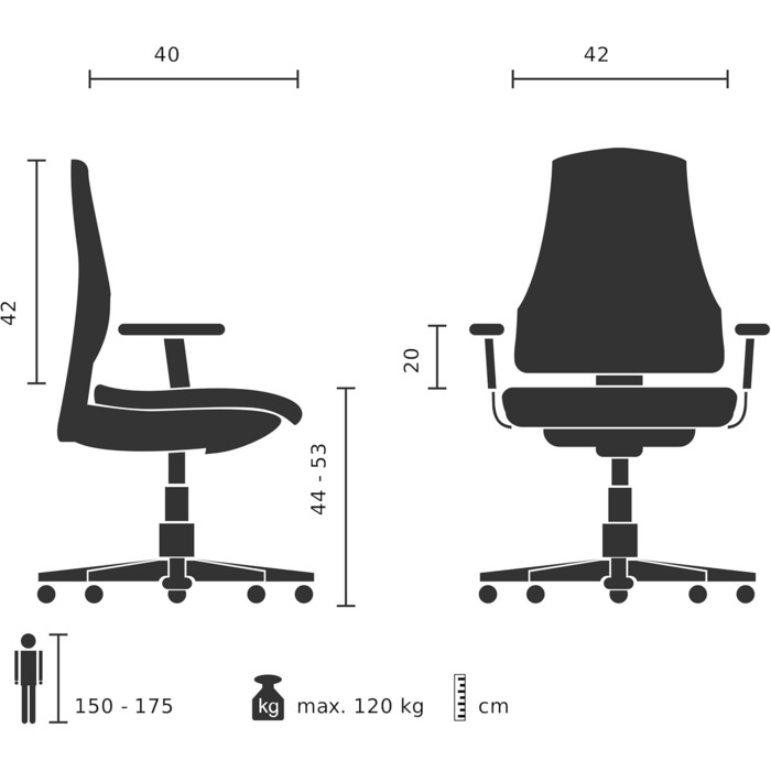Офісний стілець hjh OFFICE SOLAO 300, тканина, регульований по висоті обертовий стілець з м&39якою подушкою сидіння, 719229, темно-сірий колір тканини