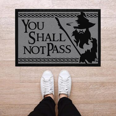 Килимок MoonWorks з написом Ти не пройдеш серія фентезі, нековзний та миється, чорний, 60x40 см, Ти не пройдеш чорний