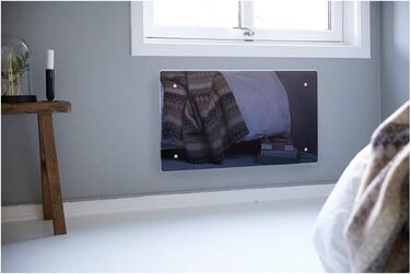 Розумний настінний конвекторний обігрівач з WiFi - 400 Вт, чорний Настінний електричний обігрівач Електричний радіатор - 340 мм Керування за допомогою смартфона РК-дисплей Електричне опалення KWT IP24C 400 Вт, чорний