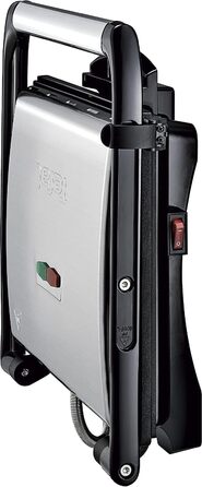 Контактний гриль Tefal Inicio GC241D Електричний гриль/бутербродниця Гриль з низьким вмістом жиру Паніні, Тости, Стейк, Овочі Пластини для гриля з антипригарним покриттям 2000 Вт 36,3x10,8x33,2 см Нержавіюча сталь/чорний єдиний стандарт