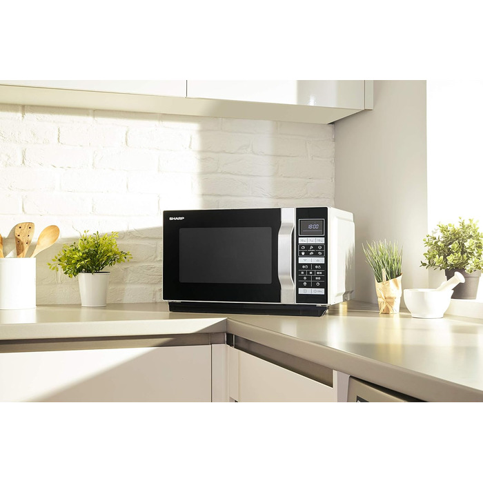 Мікрохвильова піч Sharp R-860S 3-в-1, гриль і гаряче повітря / 25 л / 900 Вт / 49 см / автоматична програма / розморожування за вагою та часом / нержавіюча сталь