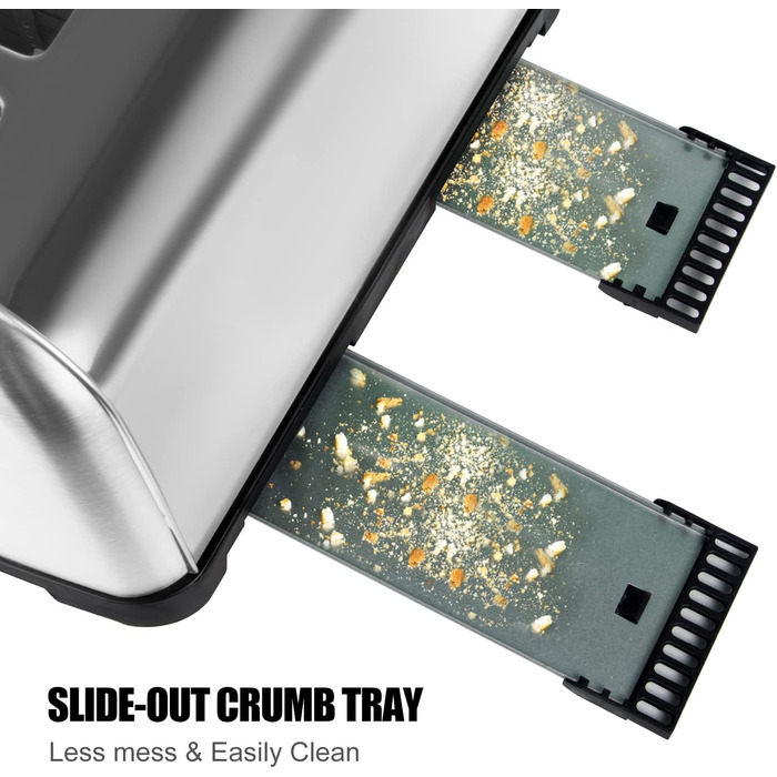 Тостер OZAVO 4 скибочки, насадка для булочок, 7 рівнів підсмажування, функція центрування, зі знімним піддоном для крихт, корпус з