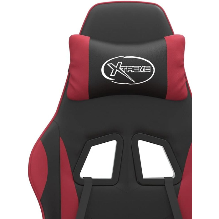 Обертовий ігровий стілець з чорної та бордової штучної шкіри з колесами та регульованою спинкою для оптимального положення сидіння та свободи рухів. 36,5 x 42 см (Ш x Г)