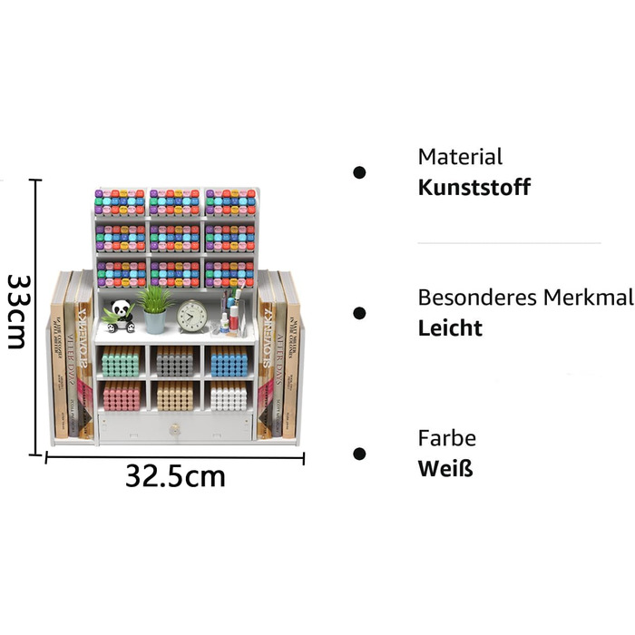Універсальний настільний органайзер Kaishuai, компактний органайзер для столу, тримач для ручки білий, з 15 відділеннями, 1 шухлядою та 2 офісними органайзерами для бухгалтера, канцелярське приладдя та чудово підходить для канцелярського приладдя