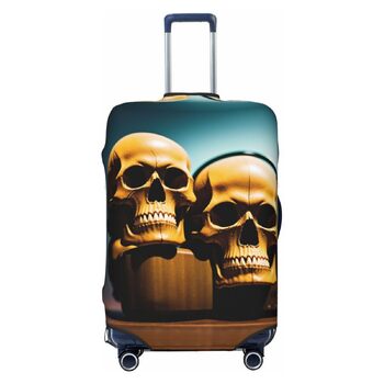 Чохол для валізи у формі черепа, міцний захист для багажу, підходить для валіз розміром 45,7 - 81,3 см, розмір XL, чорний, екстра-великий