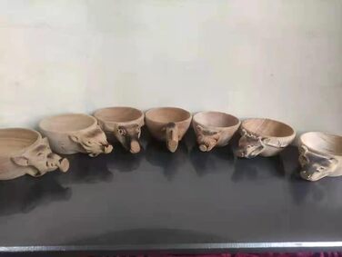 Дерев&39яна чашка MUGUOY Kuksa ручної роботи - чашка із зображенням голови тварини Kuksa Guksi, дерев&39яна чашка kuksa для мандрівників та кемпінгу в буші, гарний подарунок для любителів природи. (Лис*1)
